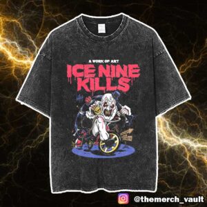 A Work Of Art Ice Nine Kills Half Way To Halloween 2025 Tricycle Of Torture Unisex Washed T-Shirt