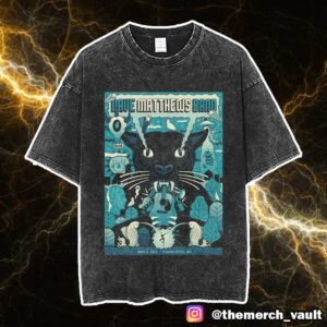 Dave Matthews Band Poster Artwork By Robert Lee Darth Panther May 4 2025 At Charlotte NC Unisex Washed T-Shirt