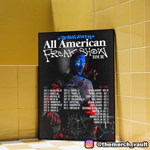 Duckwrth Poster Event All American Freak Show Tour 2025 North America And EU-UK Tour Dates Poster Canvas Home Decorations