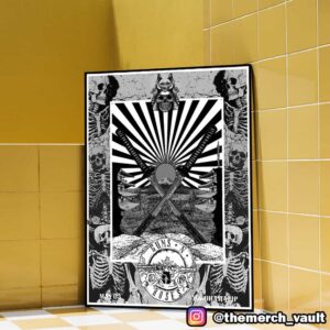 Guns N’ Roses 2025 Tour Poster Event By Ramiro Samurai Artwork Black And White Style At Yokohama Japan May 5 2025 Poster Canvas Home Decorations