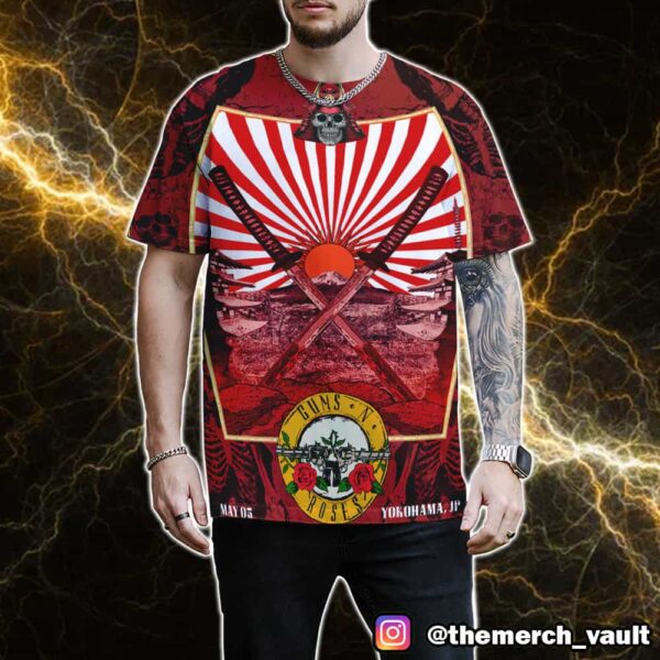 Guns N’ Roses 2025 Tour Poster Event By Ramiro Samurai Artwork Style At Yokohama Japan May 5 2025 All Over Print Graphic Tee