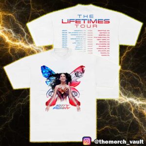 Katy Perry The Lifetimes Tour 2025 Butterfly With Tour Stops Print On Back Merchandise Unisex Tee