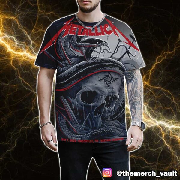 Metallica M72 Nashville First Night May 1 2025 Event Poster Artwork By Maxxer242 At Nissan Stadium No Repeat Weekend North America Tour All Over Print Graphic Tee