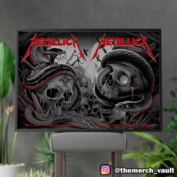 Metallica M72 Nashville Full Shows May 1-3 2025 Event Poster Artwork By Maxxer242 At Nissan Stadium No Repeat Weekend North America Tour Poster Canvas