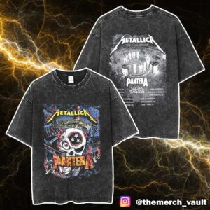 Metallica M72 Nashville North American Tour 2025 At Nissan Stadium Event Tee Art By Landon Armstrong Pantera Version With Tour Dates Print On Back Unisex Washed T-Shirt