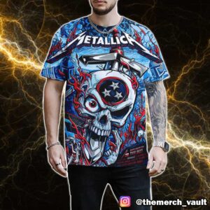 Metallica M72 Nashville North American Tour 2025 At Nissan Stadium With Pantera And Suicidal Tendencies Event Poster Art By Landon Armstrong All Over Print Graphic Tee
