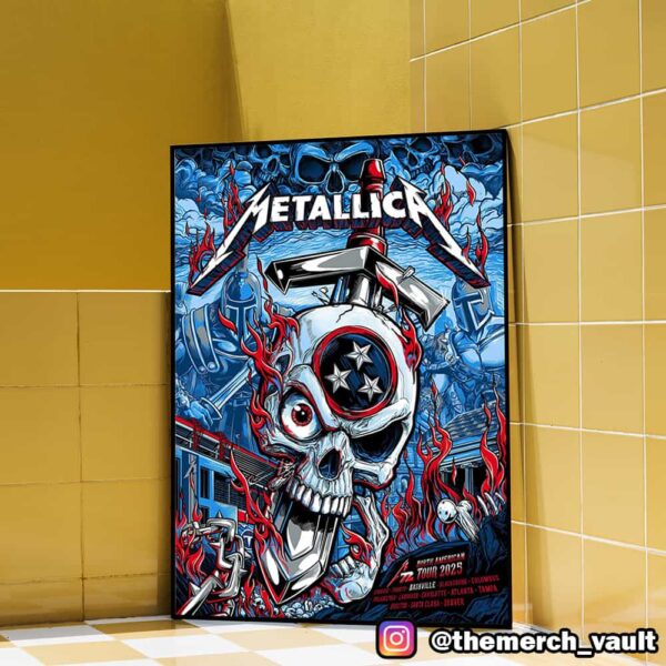 Metallica M72 Nashville North American Tour 2025 At Nissan Stadium With Pantera And Suicidal Tendencies Event Poster Art By Landon Armstrong Poster Canvas Home Decorations