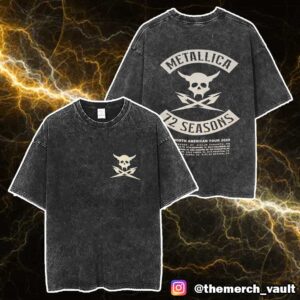 Metallica M72 North American Tour 2025 72 Season Tour Dates Print On Back Unisex Washed T-Shirt
