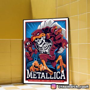 Metallica M72 Virginia Tech North American Tour 2025 Poster By Nathan Dino At Lane Stadium Blacksburg VA Met On Tour Poster Canvas Home Decorations