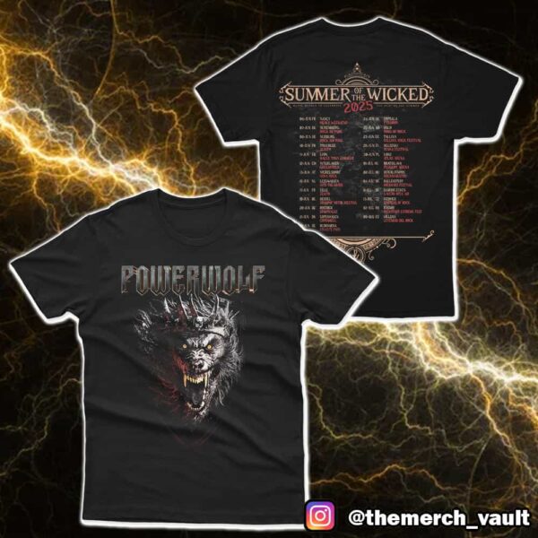 Official Band Merch Powerwolf Summer Of The Wicked 2025 Tour Dates Merchandise Unisex T-Shirt