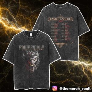 Official Band Merch Powerwolf Summer Of The Wicked 2025 Tour Dates Unisex Washed T-Shirt