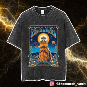 Pearl Jam Dark Matter Tour May 8 2025 At Nashville Bridgestone Arena With Teen Jesus And The Jean Teasers Event Poster Artwork By Helen Kennedy Unisex Washed T-Shirt