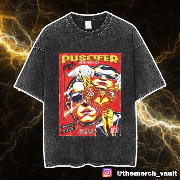 Puscifer Wearable Mask Redacted Poster Show By Jeremy Packer May 2 2025 At Rogers AR Walmart AMP As Seen In Area 51 Unisex Washed T-Shirt